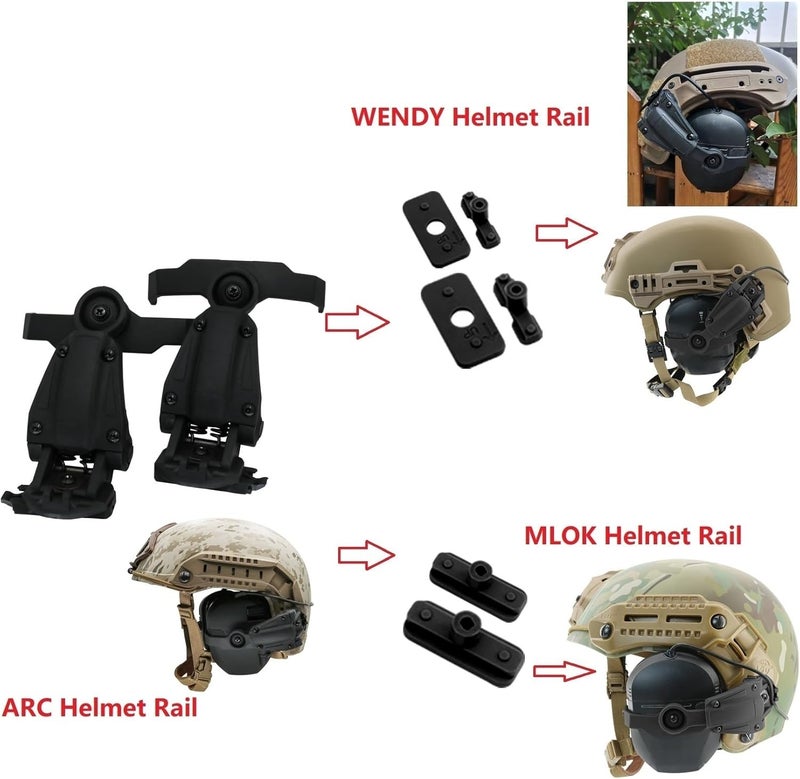 HEARFALCOM Tactical Helmet ARC Rail Adapter Accessories - Compatible with Walker's Razor Earmuffs - Image 2